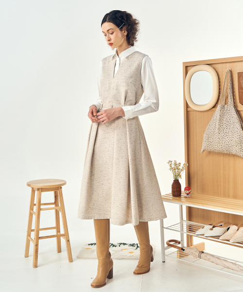 DE PERI MERA(ペリー メラ)の「ツイル2ピースロングワンピースベルトセット(ベージュ)(ワンピース・レディース・その他・SMALL/MEDIUM)」の2枚目の写真