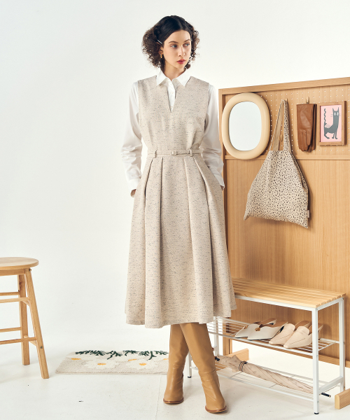 DE PERI MERA(ペリー メラ)の「ツイル2ピースロングワンピースベルトセット(ベージュ)(ワンピース・レディース・その他・SMALL/MEDIUM)」の3枚目の写真