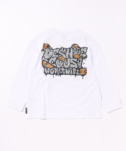 DC（ディーシー）の「DC/ディーシー 26 KD SK CREW LS キッズ ロンT YLT261510（Tシャツ/カットソー・キッズ・ホワイト/ベージュ・130cm/140cm/150cm/160cm）」の3枚目の写真