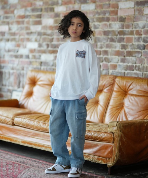 DC（ディーシー）の「DC/ディーシー 26 KD SK CREW LS キッズ ロンT YLT261510（Tシャツ/カットソー・キッズ・ホワイト/ベージュ・130cm/140cm/150cm/160cm）」の7枚目の写真