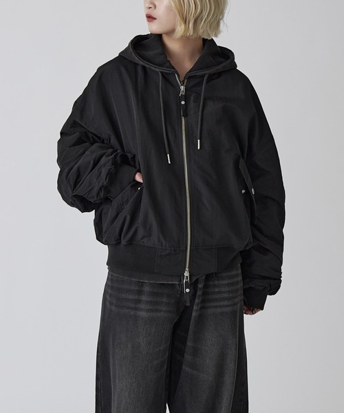 Lui's(ルイス)の「【Neucon】NYLON TRUCK BOMBER JACKET / ナイロントラックボンバージャケット / セットアップ対応(MA-1・メンズ・ブラック/ライトグレー・1/2)」の12枚目の写真