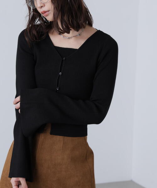 FREE'S MART（フリーズマート）の「◇キャミレイヤードニットカーディガン（ニット/セーター・レディース・ブラック/ボルドー/ホワイト/グレー・FREE）」の14枚目の写真