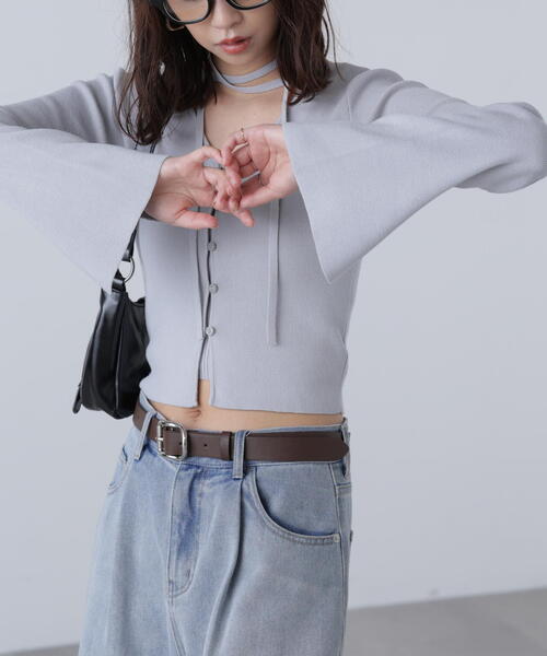 FREE'S MART（フリーズマート）の「◇キャミレイヤードニットカーディガン（ニット/セーター・レディース・ブラック/ボルドー/ホワイト/グレー・FREE）」の19枚目の写真