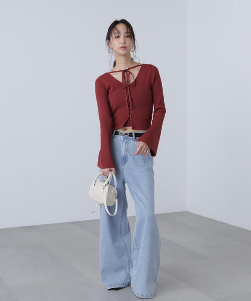 FREE'S MART（フリーズマート）の「◇キャミレイヤードニットカーディガン（ニット/セーター・レディース・ブラック/ボルドー/ホワイト/グレー・FREE）」の8枚目の写真