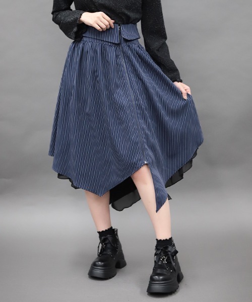 NIBBLE POISON(ニブルポイズン)の「イレヘムZIPデザインスカート(スカート・レディース・ブラック/パープル/ネイビー・MEDIUM)」の3枚目の写真