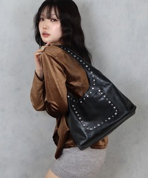 RiNc（リンク）の「【 BARELY BLUE / ベアリーブルー 】 スタッズ レザー ワンショルダー トートバッグ（トートバッグ）」