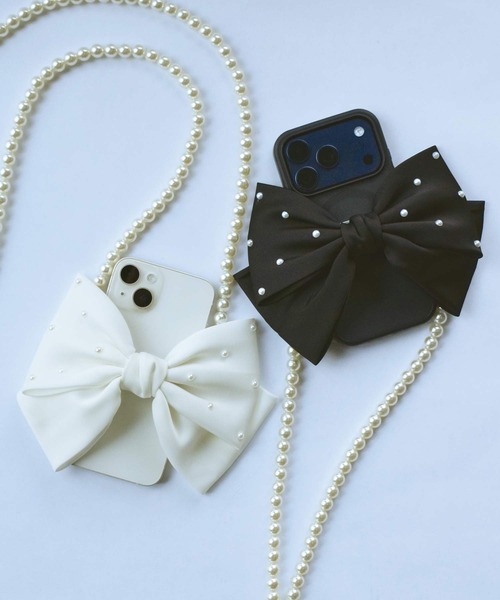 PICCIN（ピッチン）の「パール付きリボンストラップ（スマホグッズ・レディース・オフホワイト/ブラック・FREE）」の12枚目の写真