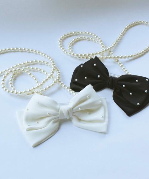 PICCIN（ピッチン）の「パール付きリボンストラップ（スマホグッズ・レディース・オフホワイト/ブラック・FREE）」の17枚目の写真