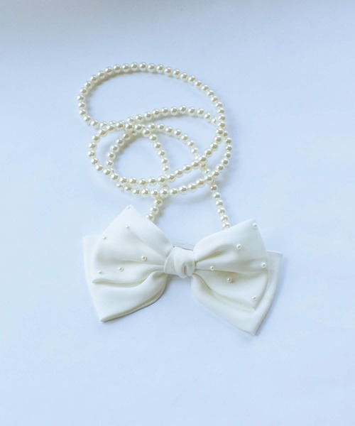 PICCIN（ピッチン）の「パール付きリボンストラップ（スマホグッズ・レディース・オフホワイト/ブラック・FREE）」の18枚目の写真