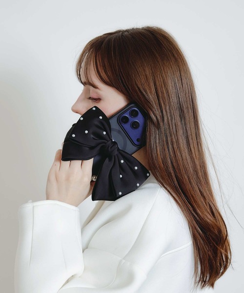 PICCIN（ピッチン）の「パール付きリボンストラップ（スマホグッズ・レディース・オフホワイト/ブラック・FREE）」の9枚目の写真