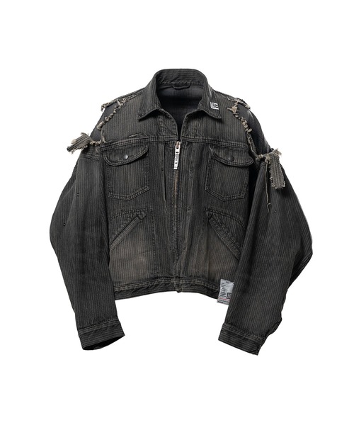 Maison MIHARA YASUHIRO(メゾンミハラヤスヒロ)の「Check Shirt Layered Denim Jacket(ブルゾン・メンズ・インディゴブルー/ブラック・44/46)」の1枚目の写真