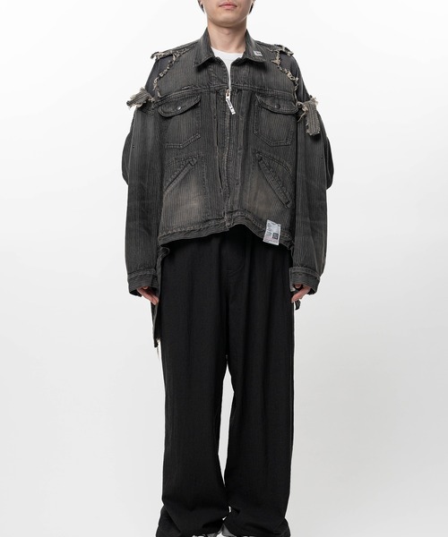 Maison MIHARA YASUHIRO(メゾンミハラヤスヒロ)の「Check Shirt Layered Denim Jacket(ブルゾン・メンズ・インディゴブルー/ブラック・44/46)」の4枚目の写真