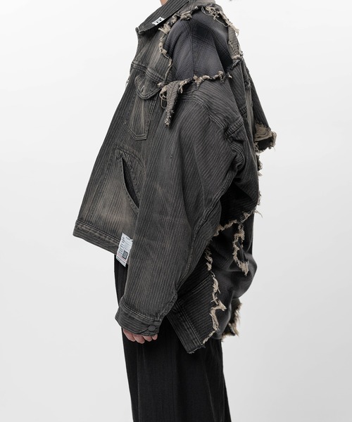 Maison MIHARA YASUHIRO(メゾンミハラヤスヒロ)の「Check Shirt Layered Denim Jacket(ブルゾン・メンズ・インディゴブルー/ブラック・44/46)」の7枚目の写真