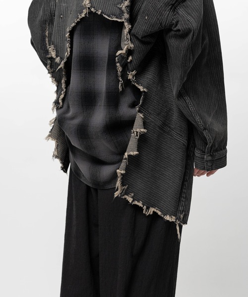 Maison MIHARA YASUHIRO(メゾンミハラヤスヒロ)の「Check Shirt Layered Denim Jacket(ブルゾン・メンズ・インディゴブルー/ブラック・44/46)」の8枚目の写真