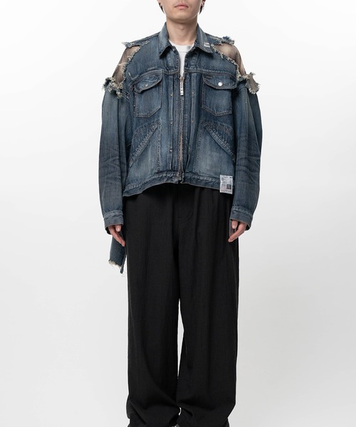 Maison MIHARA YASUHIRO(メゾンミハラヤスヒロ)の「Check Shirt Layered Denim Jacket(ブルゾン・メンズ・インディゴブルー/ブラック・44/46)」の10枚目の写真