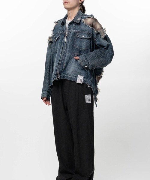 Maison MIHARA YASUHIRO(メゾンミハラヤスヒロ)の「Check Shirt Layered Denim Jacket(ブルゾン・メンズ・インディゴブルー/ブラック・44/46)」の11枚目の写真