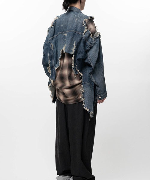 Maison MIHARA YASUHIRO(メゾンミハラヤスヒロ)の「Check Shirt Layered Denim Jacket(ブルゾン・メンズ・インディゴブルー/ブラック・44/46)」の12枚目の写真