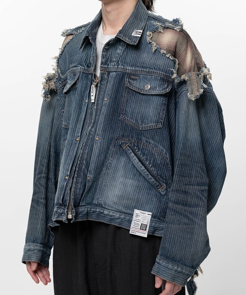 Maison MIHARA YASUHIRO(メゾンミハラヤスヒロ)の「Check Shirt Layered Denim Jacket(ブルゾン・メンズ・インディゴブルー/ブラック・44/46)」の13枚目の写真