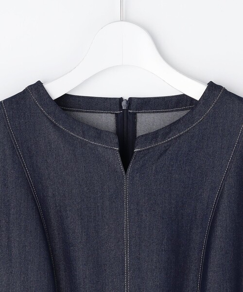 ANY SIS(エニィスィス)の「シャンブレーベルテッド ワンピース(ワンピース・レディース・ベージュ系/ネイビー系・X-SMALL)」の7枚目の写真