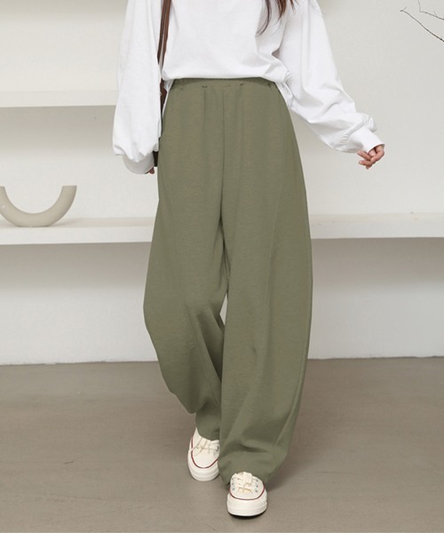ONEP STAR(ワンピスター)の「ワイドスウェットパンツ(スウェットパンツ・レディース・ライトグレー/ブラック/ダークブラウン/オフホワイト/カーキ/ダークグレー・MEDIUM/LARGE)」の1枚目の写真