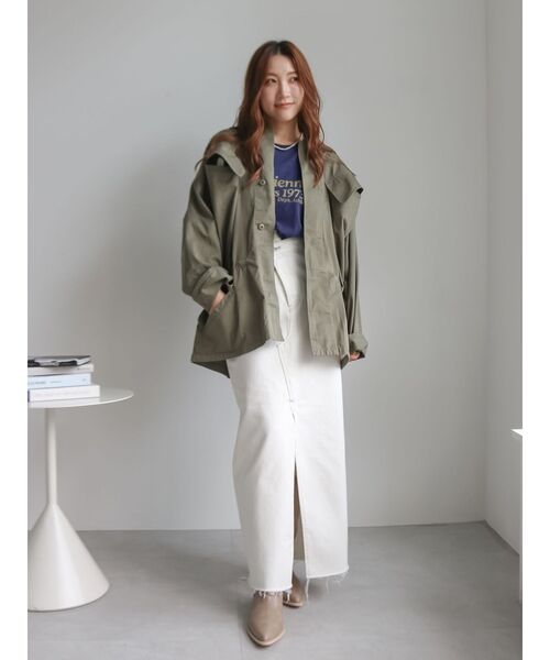 Ungrid（アングリッド）の「スリットデザインデニムスカート（スカート・レディース・ブラック/オフホワイト・MEDIUM/SMALL）」の15枚目の写真