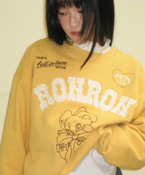 RONRON（ロンロン）の「WESTERN CAT LACE PATCH SWEATSHIRT MUSTARD（スウェット・レディース・その他・FREE）」の6枚目の写真