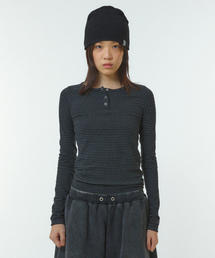 PATTERN HENLEY NECK [BLACK]
