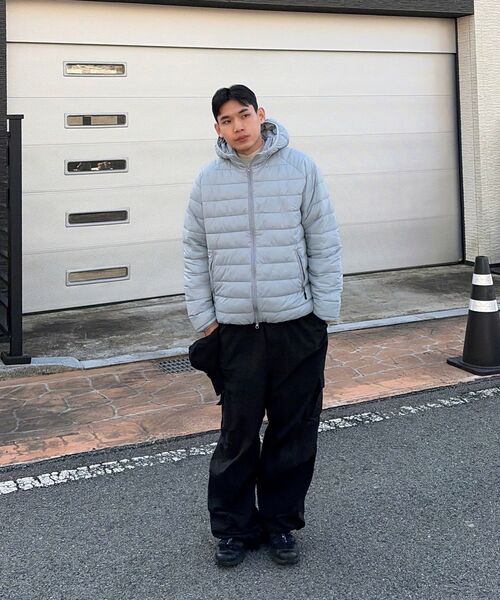 EXCONTAINER(エックスコンテナ)の「ライトウェイトフードパディングジャケット (SKY BLUE)(ダウンベスト・メンズ・その他・SMALL/X-LARGE/LARGE/MEDIUM)」の4枚目の写真