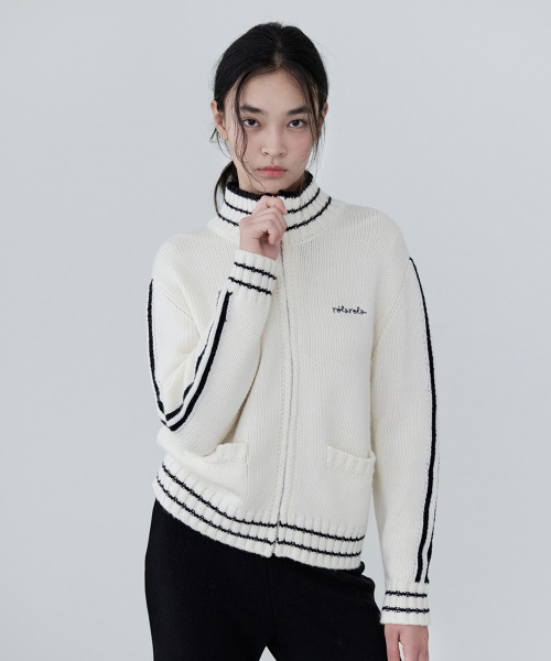 ROLAROLA(ロラロラ)の「MAISON DE ROLA EMBROIDERY WOOL BLENDED KNIT ZIP-UP IVORY(カーディガン/ボレロ・レディース・アイボリー・FREE)」の1枚目の写真