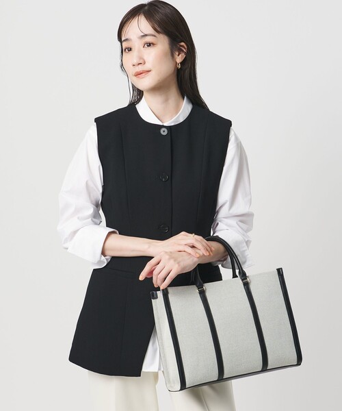 UNITED ARROWS(ユナイテッドアローズ)の「キャンバスコンビ スクエア トートバッグ(トートバッグ・レディース・ブラック/ブラウン・FREE)」の11枚目の写真