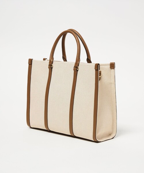 UNITED ARROWS(ユナイテッドアローズ)の「キャンバスコンビ スクエア トートバッグ(トートバッグ・レディース・ブラック/ブラウン・FREE)」の5枚目の写真