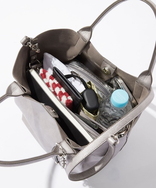 LEPSIM（レプシィム）の「【500mlペットボトルも入る】ポーチ付き3WAYトート　638744（トートバッグ・レディース・ガンメタ/ホワイト/ピンク/ブラック・ONE SIZE）」の19枚目の写真