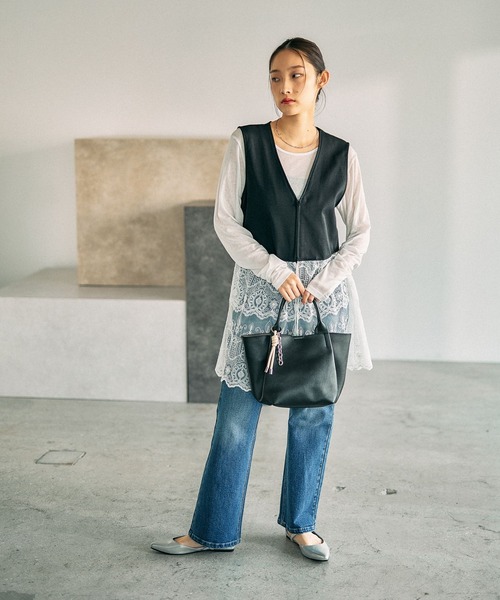 LEPSIM（レプシィム）の「【500mlペットボトルも入る】ポーチ付き3WAYトート　638744（トートバッグ・レディース・ガンメタ/ホワイト/ピンク/ブラック・ONE SIZE）」の8枚目の写真