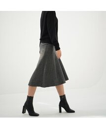 Herringbone Flared Skirt_Black