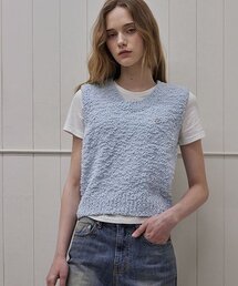 HAINT（ヘイント）の「BOUCLE ROUND KNIT VEST_2COLORS_SKY BLUE（ベスト）」