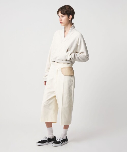 6（ロク）の「＜6(ROKU)＞コットン ハイウエスト パンツ（その他パンツ・レディース・ベージュ/オフホワイト・36/34/38）」の3枚目の写真