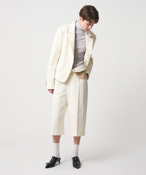 6（ロク）の「＜6(ROKU)＞コットン ハイウエスト パンツ（その他パンツ・レディース・ベージュ/オフホワイト・36/34/38）」の4枚目の写真