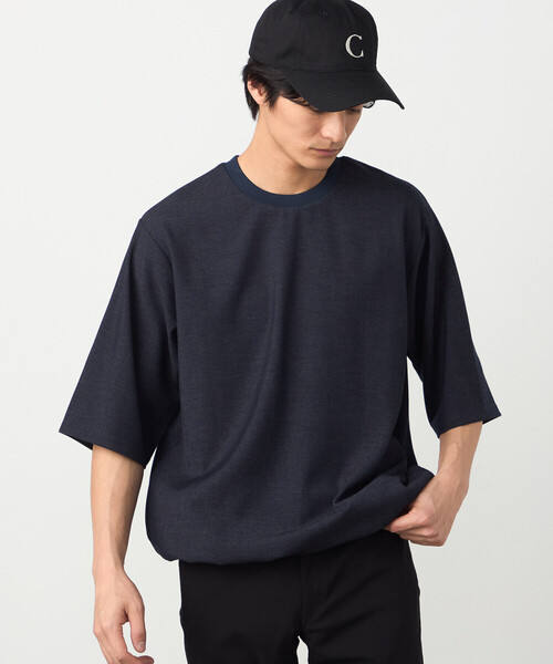 COMME CA ISM(コムサイズム)の「デニムライクストレッチ 5分袖プルオーバー(Tシャツ/カットソー・メンズ・ネイビー/ネイビー系・LARGE/MEDIUM)」の4枚目の写真