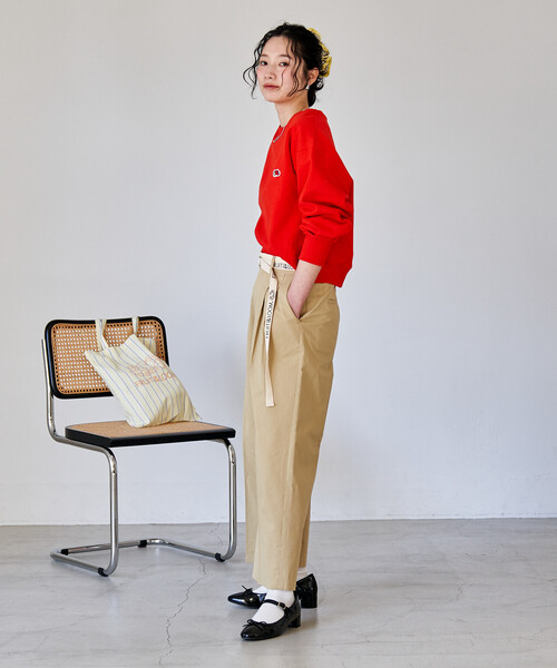 FREAK'S STORE(フリークスストア)の「FRUIT OF THE LOOM × FREAK'S STORE/フルーツオブザルーム 別注 ロゴベルト付き ツイルパンツ/トリミング(スラックス・レディース・ピンク/ベージュ/ネイビー・SMALL/MEDIUM)」の7枚目の写真