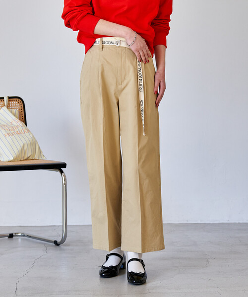 FREAK'S STORE(フリークスストア)の「FRUIT OF THE LOOM × FREAK'S STORE/フルーツオブザルーム 別注 ロゴベルト付き ツイルパンツ/トリミング(スラックス・レディース・ピンク/ベージュ/ネイビー・SMALL/MEDIUM)」の12枚目の写真