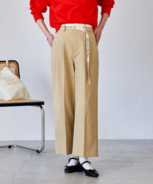 FREAK'S STORE(フリークスストア)の「FRUIT OF THE LOOM × FREAK'S STORE/フルーツオブザルーム 別注 ロゴベルト付き ツイルパンツ/トリミング(スラックス・レディース・ピンク/ベージュ/ネイビー・SMALL/MEDIUM)」の14枚目の写真