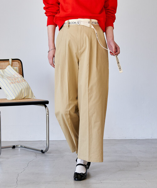 FREAK'S STORE(フリークスストア)の「FRUIT OF THE LOOM × FREAK'S STORE/フルーツオブザルーム 別注 ロゴベルト付き ツイルパンツ/トリミング(スラックス・レディース・ピンク/ベージュ/ネイビー・SMALL/MEDIUM)」の17枚目の写真
