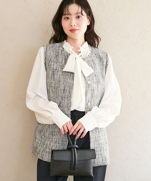 le.coeur blanc（ルクールブラン）の「ツイードフリンジジレ（その他アウター・レディース・ブラック系その他・38）」の12枚目の写真