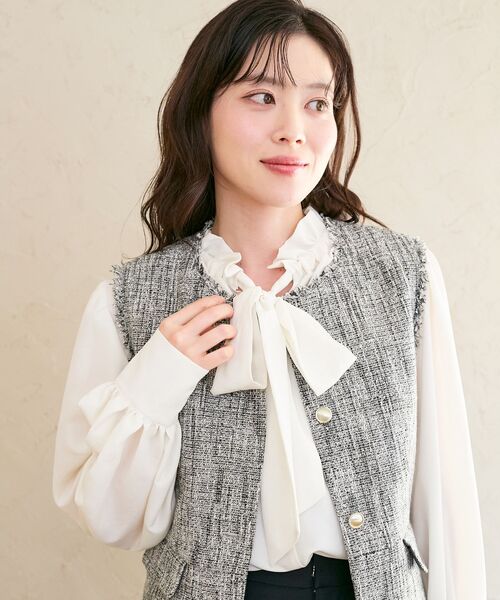 le.coeur blanc（ルクールブラン）の「ツイードフリンジジレ（その他アウター・レディース・ブラック系その他・38）」の14枚目の写真