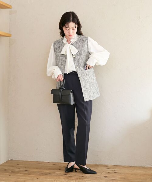 le.coeur blanc（ルクールブラン）の「ツイードフリンジジレ（その他アウター・レディース・ブラック系その他・38）」の3枚目の写真