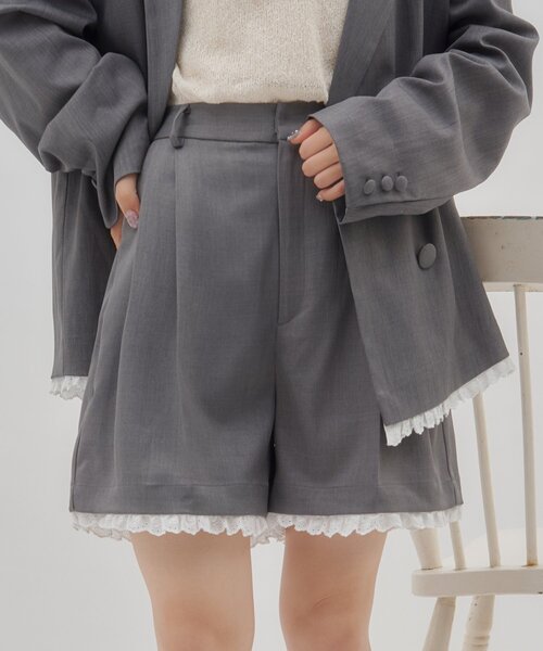 セール】【umm./セットアップ対応】裾レースショートパンツ（その他