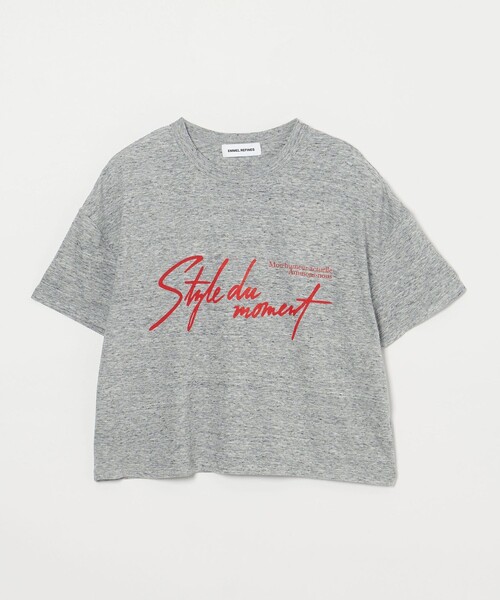 EMMEL REFINES(エメルリファインズ)の「<EMMEL REFINES>EM ロゴプリント ボックス Tシャツ(Tシャツ/カットソー・レディース・ホワイト/グレー・FREE)」の2枚目の写真