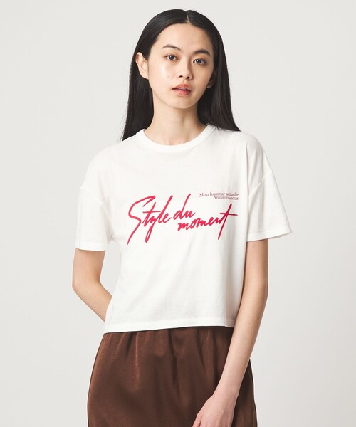 EMMEL REFINES(エメルリファインズ)の「<EMMEL REFINES>EM ロゴプリント ボックス Tシャツ(Tシャツ/カットソー・レディース・ホワイト/グレー・FREE)」の1枚目の写真