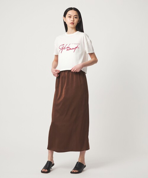 EMMEL REFINES(エメルリファインズ)の「<EMMEL REFINES>EM ロゴプリント ボックス Tシャツ(Tシャツ/カットソー・レディース・ホワイト/グレー・FREE)」の5枚目の写真