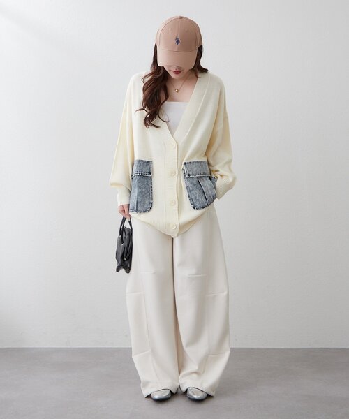 Remind me and forever（リマインドミーアンドフォーエバー）の「【WEB限定】デニムポケットVカーディガン（カーディガン/ボレロ・レディース・ピンク/ブルー/グレー/オフホワイト・FREE）」の7枚目の写真